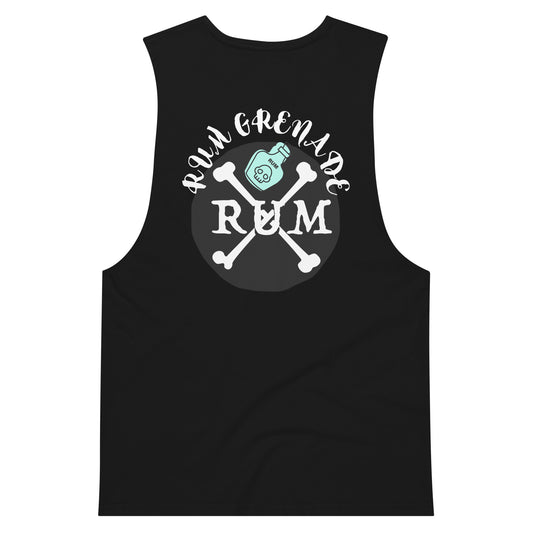 Rum Grenade in Black drop arm tank top