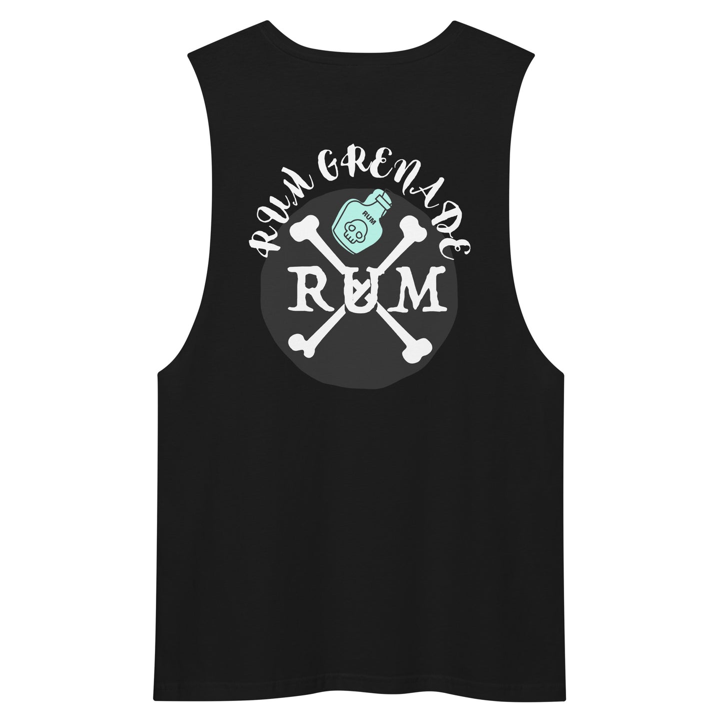 Rum Grenade in Black drop arm tank top