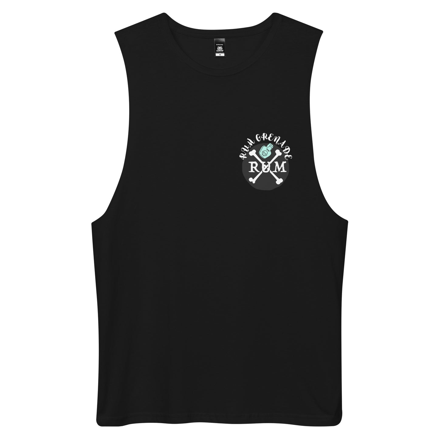 Rum Grenade in Black drop arm tank top