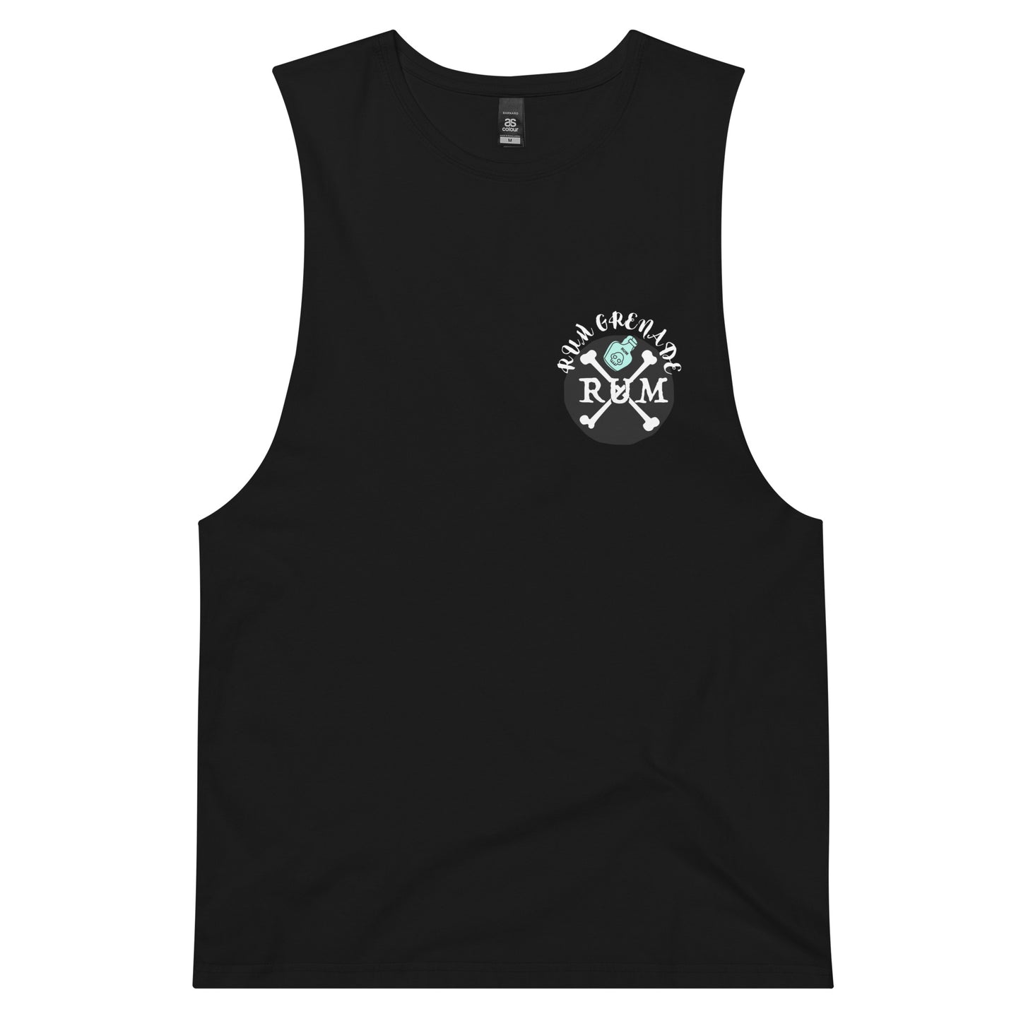 Rum Grenade in Black drop arm tank top