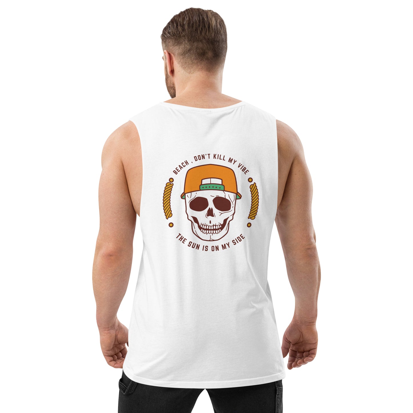 Beach don’t kill my vibe drop arm tank top