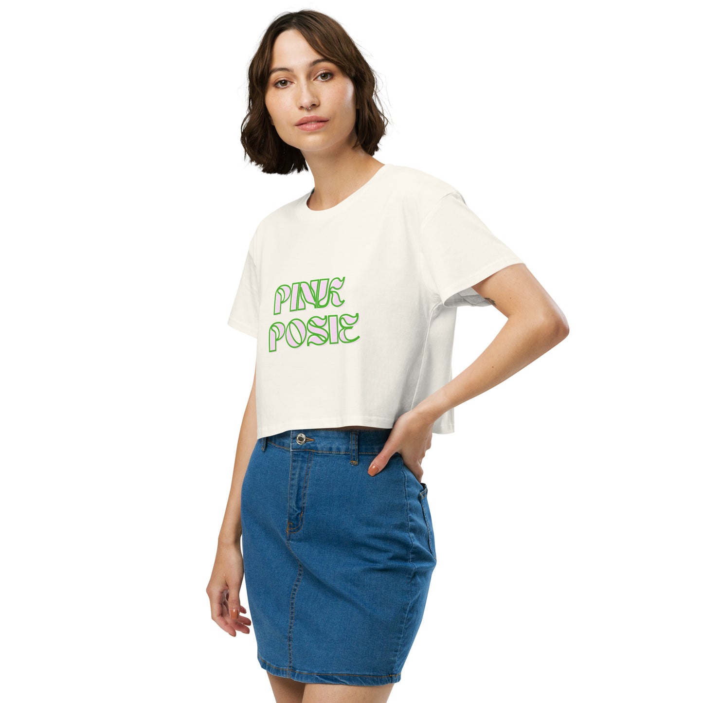 Green Posie crop top