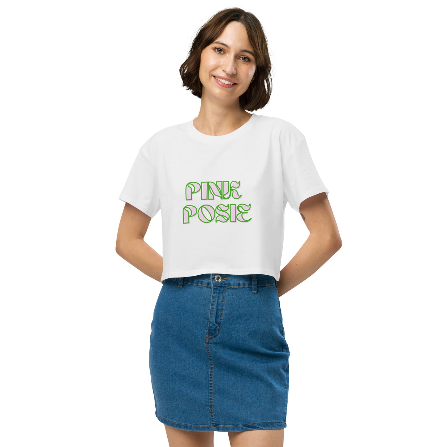 Green Posie crop top