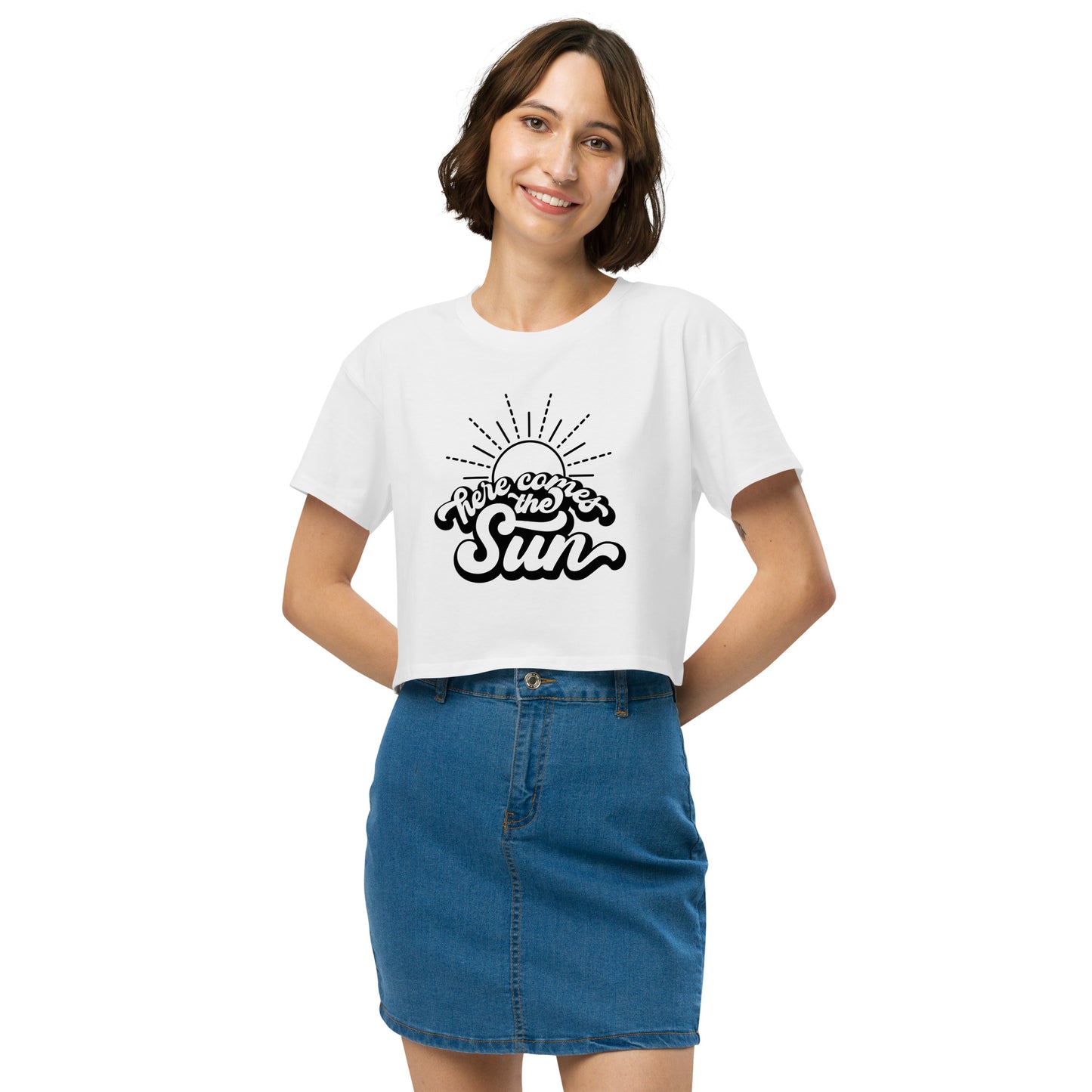 Here comes the sun black crop top