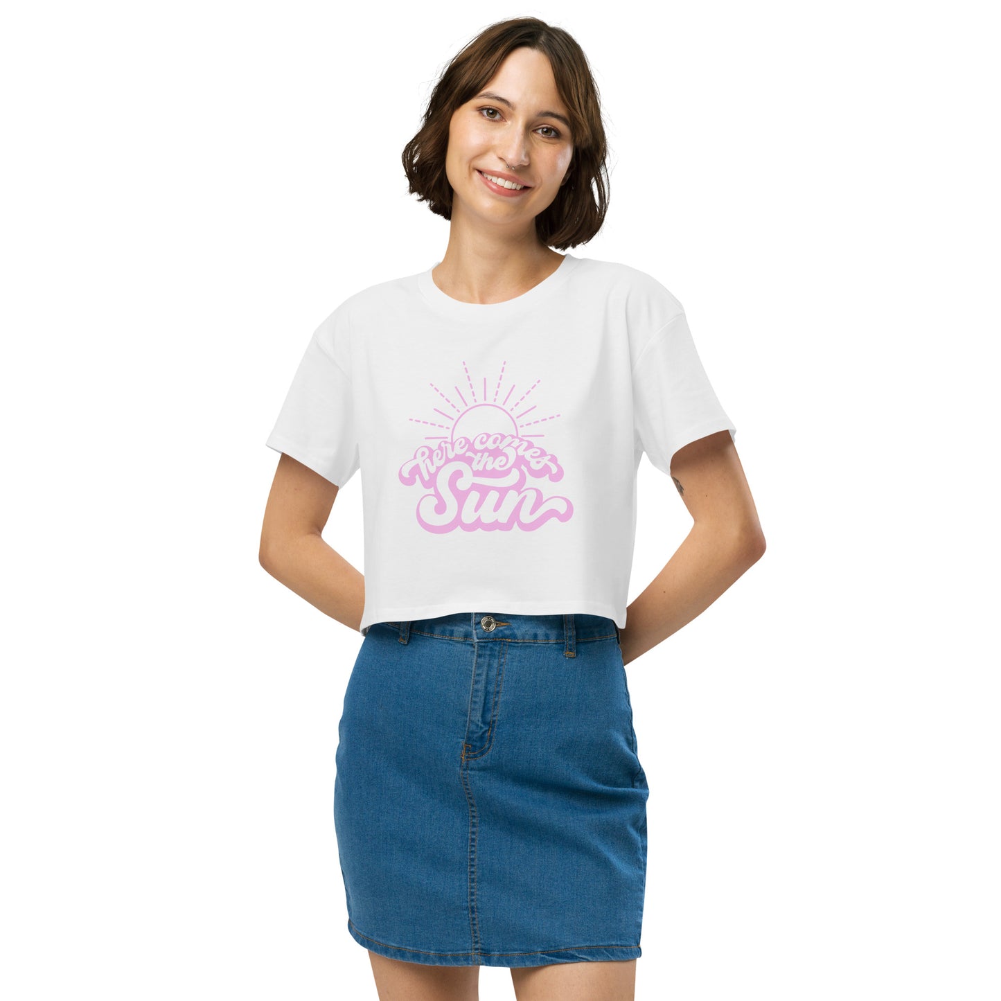 Here comes the sun pink crop top