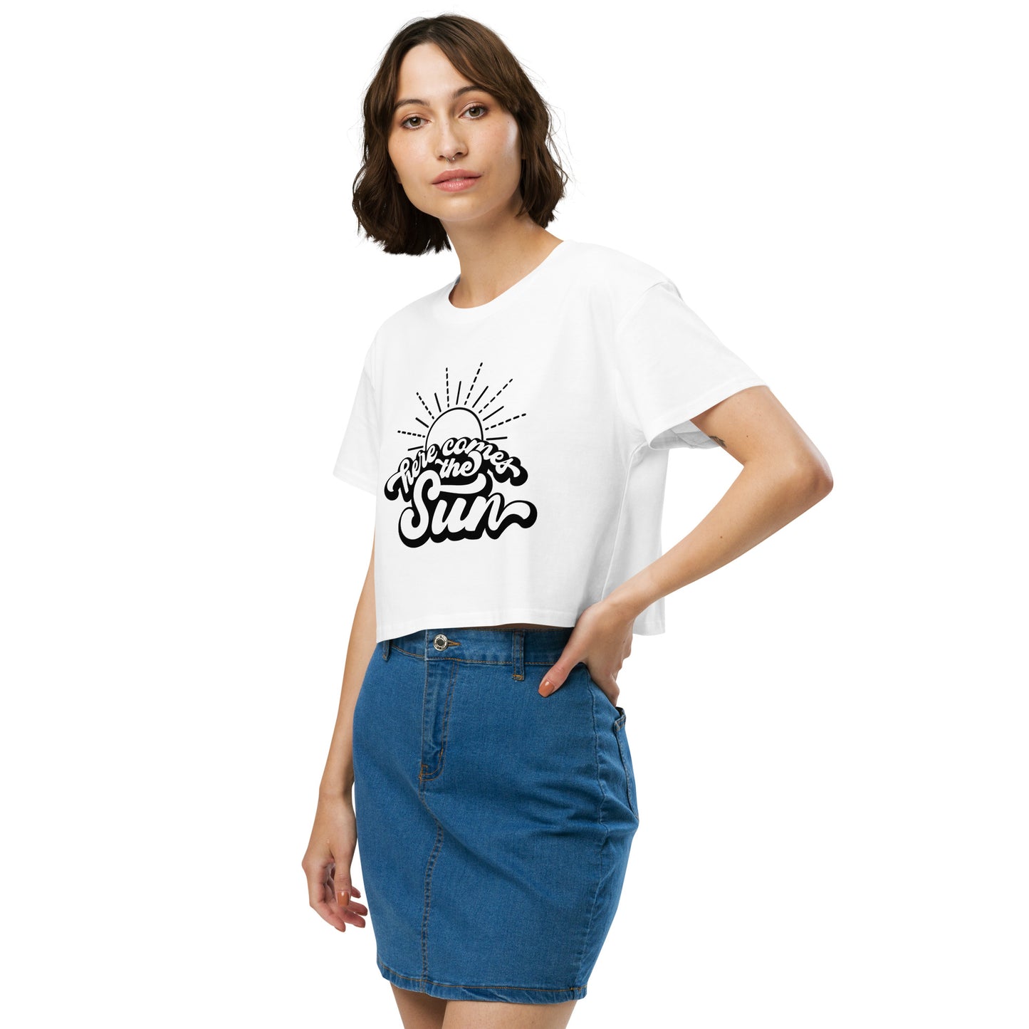 Here comes the sun black crop top