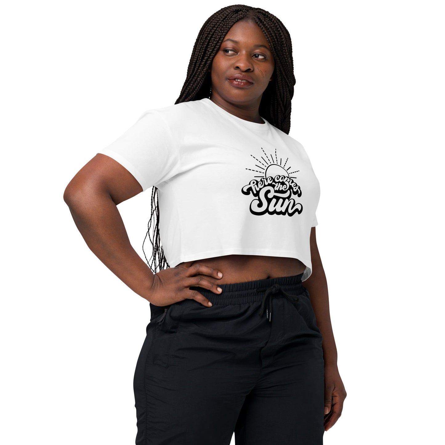 Here comes the sun black crop top