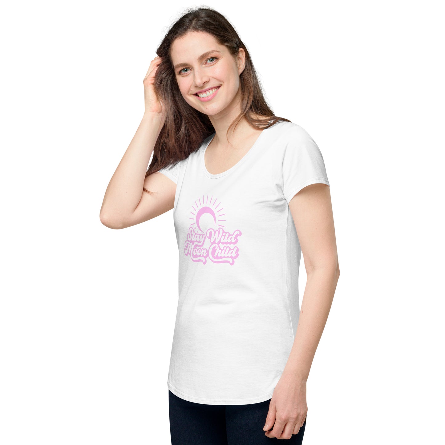 Stay Wild Moon Child Pink round neck tee